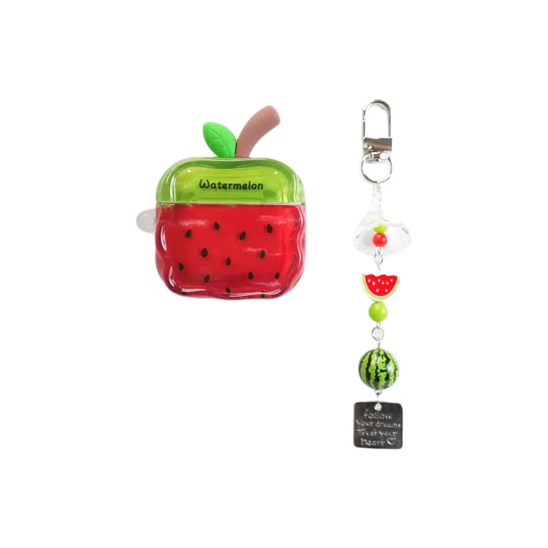 Wei Xin Apple AirPods 4/2/3/4th Generation/AirPods Pro/Pro 2 TPU Wave Edge Watermelon Pendant Headphone Cases-4