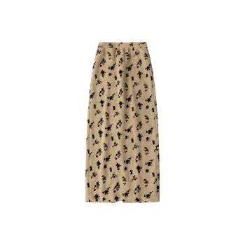CYCLE DOCUMENT Casual Long Skirts Women's Brown Print