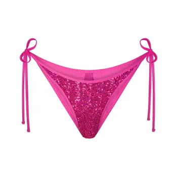 SKIMS SEQUIN TIE BIKINI BOTTOMS Bikini Women's Flamingo