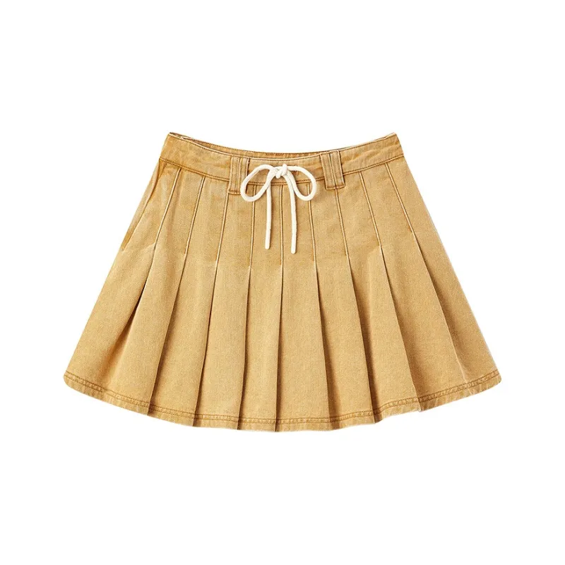 LEDIN Denim Short Skirts Women's Ginger Yellow-0