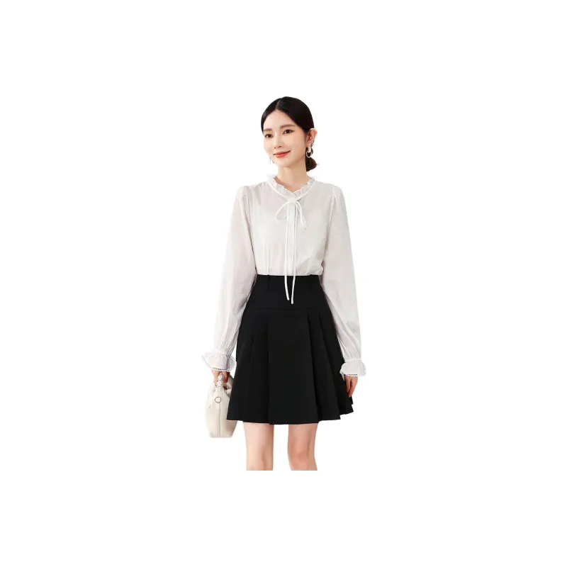 IVENI Skirt Set Women's White Top And Black Bottom-0