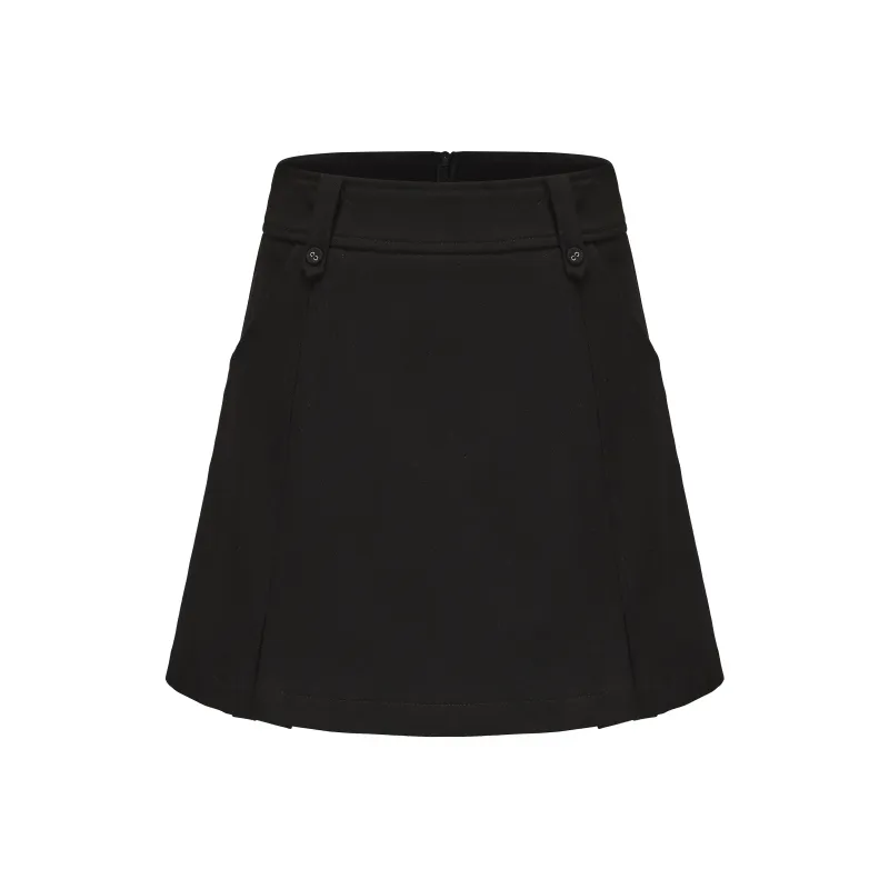 CHIWAWAMEME Casual Short Skirts Women's Black-0