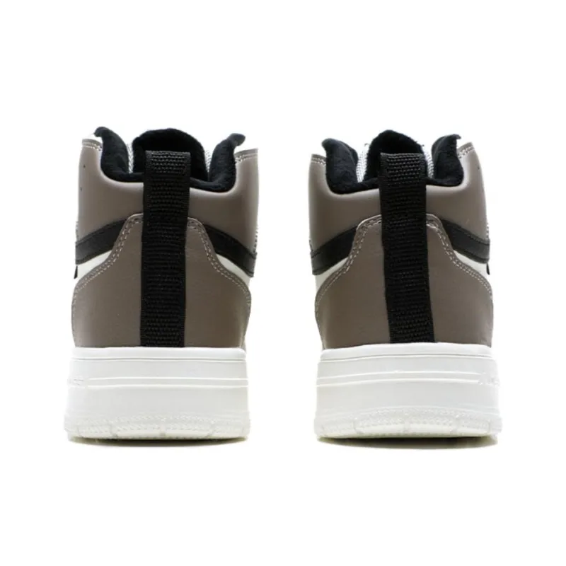 QIAODAN Dry Anti Slip Wear Resistant High Top Skateboard Shoes Men's White Brown-3
