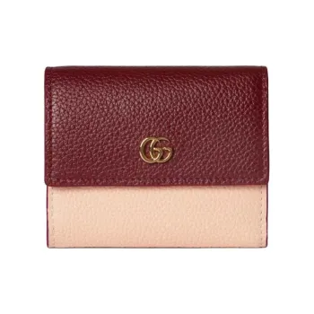 GUCCI GG Marmont Leather Wallet Mini Women's Red & Pink