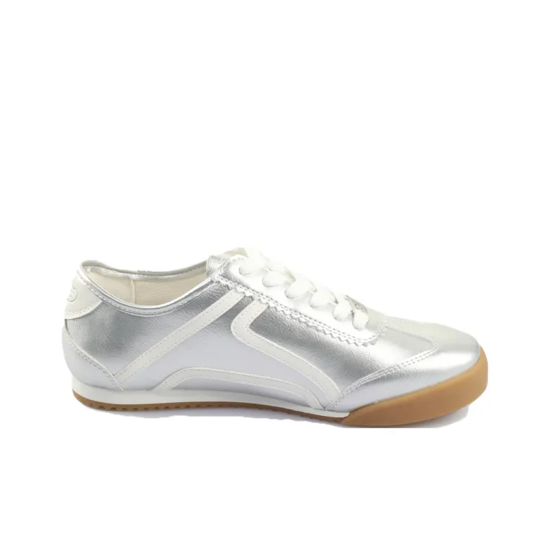 Buffalo Low Top Skateboard Shoes Unisex Silver White-1