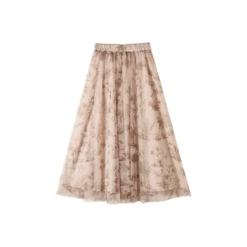 HIPPIEMISS Casual Long Skirts Women's Apricot