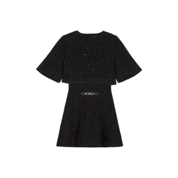 Maje Layered Tweed Mini Dress