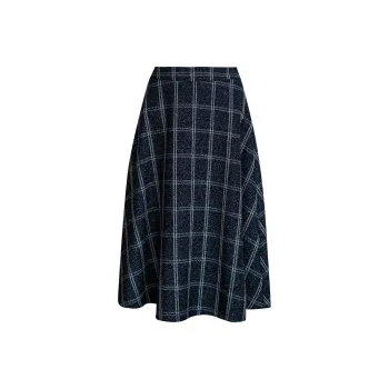 ROEYSHOUSE Casual Long Skirts Women's Plaid