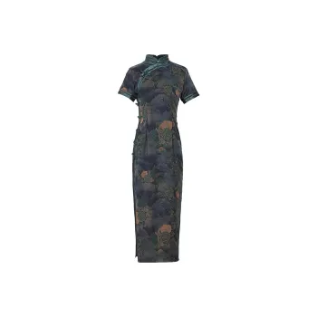 Mapping Cheongsam Women's Dark Green