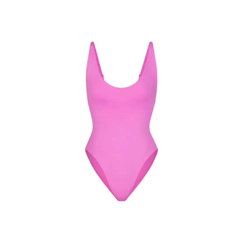 SKIMS SIGNATURE SWIM SCOOP NECK ONE PIECE One-piece Swimsuit Women's NEON ORCHID/Neon Orchid-0