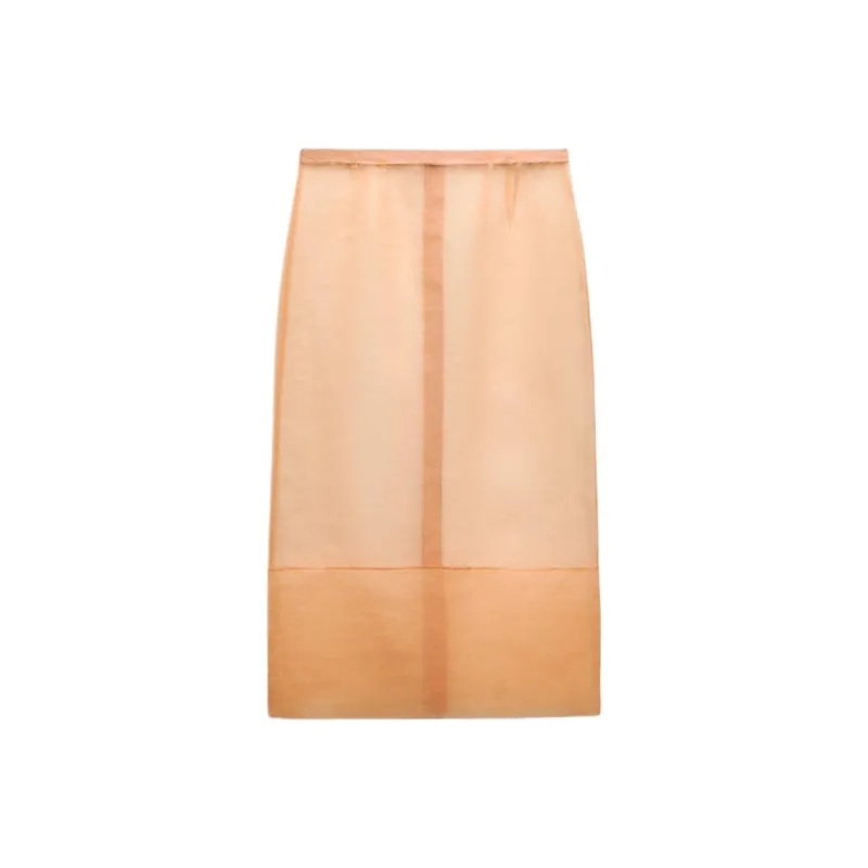 ZARA ZW Series Casual Long Skirts Women's Light Pink-0
