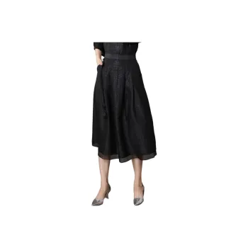 Yi Mengyuan Silk Casual Long Skirt Women's Black