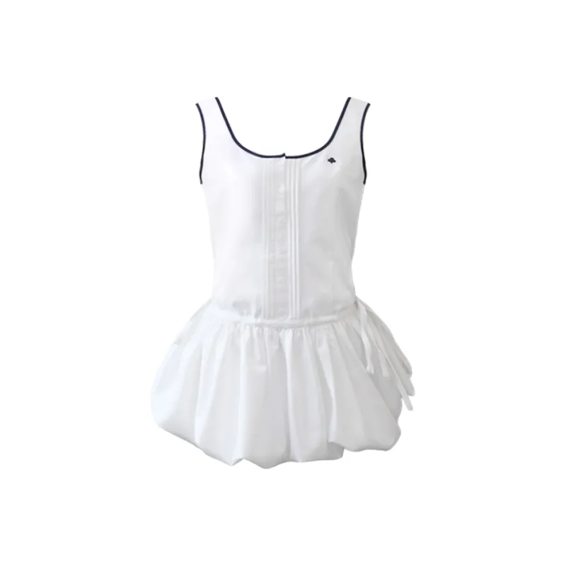 OAKMOO Sleeveless Dress Women's Frost Flower White-0