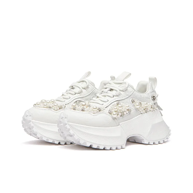 KEDDO From Ancient Times Height Increasing Low Top Chunky Sneakers Women's White-2