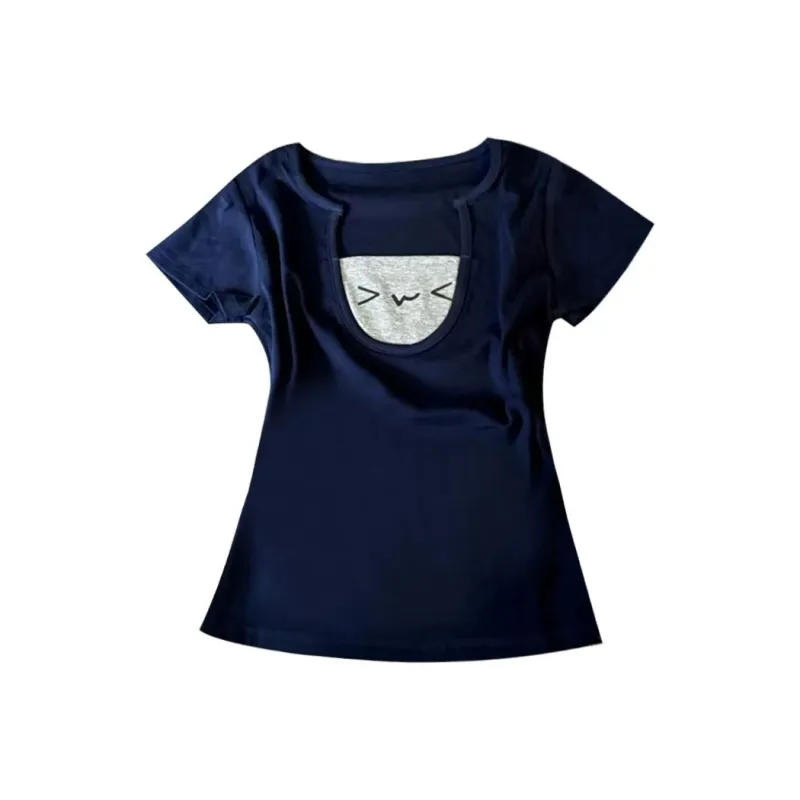 PLAY BUSH T Shirts Women's Navy Blue-0