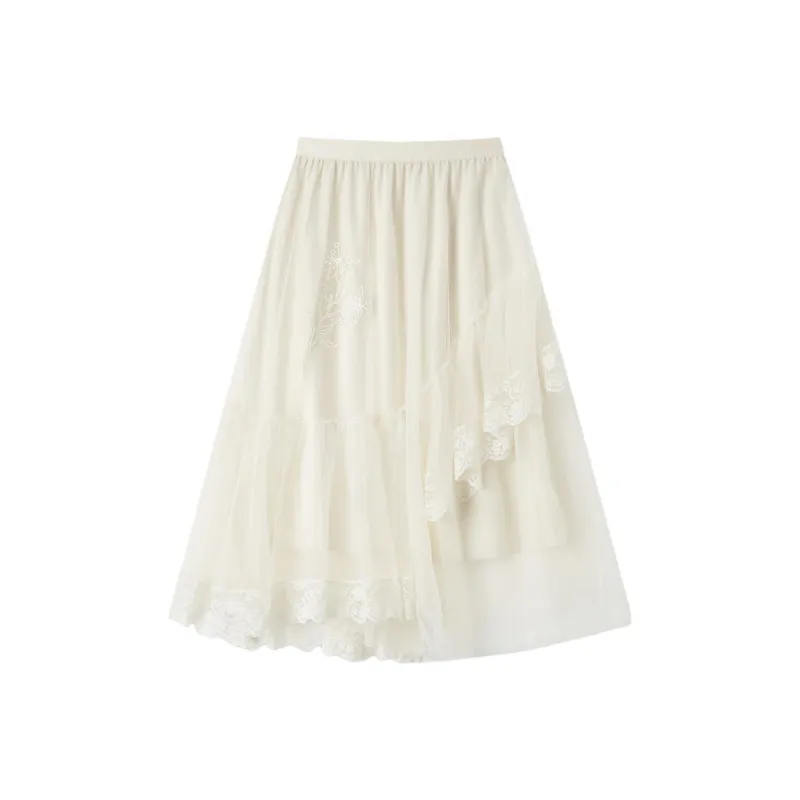 EICHITOO Casual Long Skirt Women's Ecru-0