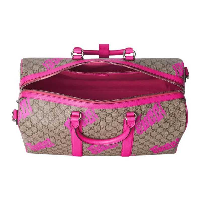 GUCCI Coated Fabric Travel Bag Unisex Beige & Dark Brown-5