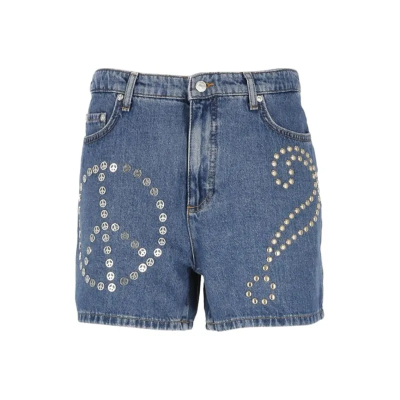 MOSCHINO Jeans Stud Embellished Denim Shorts-0