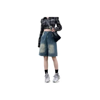KVIV Denim Shorts Men Vintage Blue 