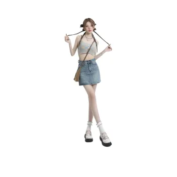 ZAZN Denim Short Skirts Women's Pulling Stool