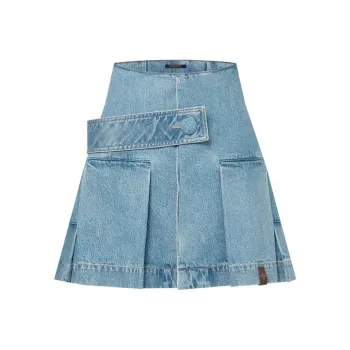LOUIS VUITTON SS24 Denim Short Skirts Women's Light Blue