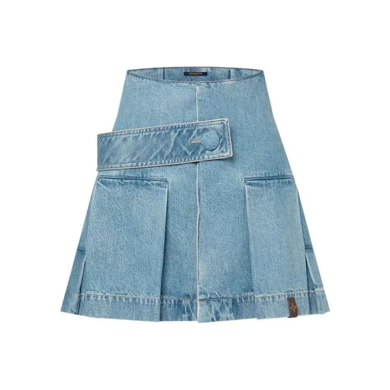 LOUIS VUITTON SS24 Denim Short Skirts Women's Light Blue-0
