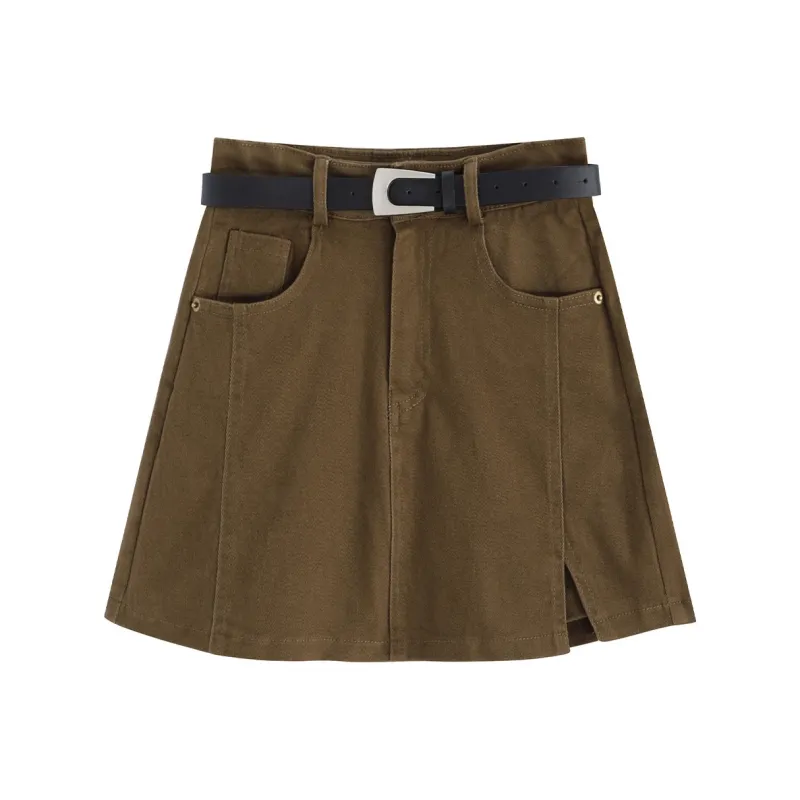 Garbege Casual Short Skirts Women's Khaki-0