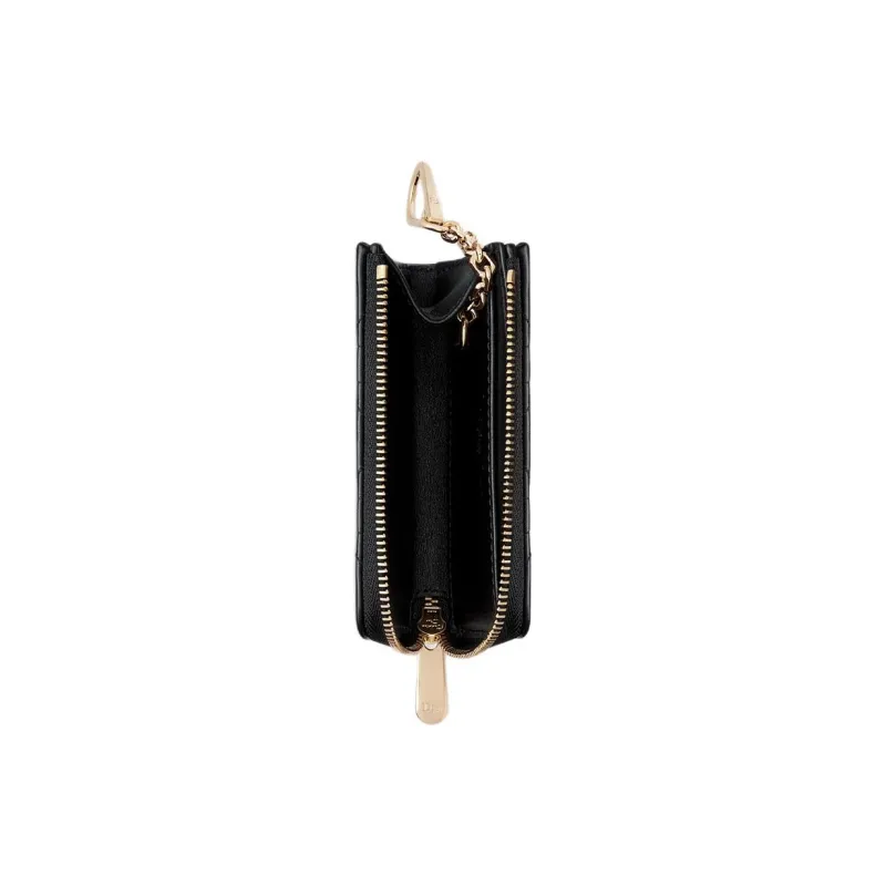 DIOR Lady Dior Lambskin Key Pouch Women's Black-3