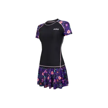 ZOKE Two Piece Swimsuits Women's Purple Black Pink Floral
