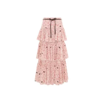 Zimmermann Pink Tiered Ottie Midi Dress