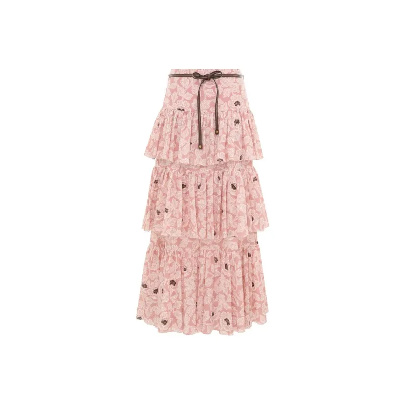 Zimmermann Pink Tiered Ottie Midi Dress-0