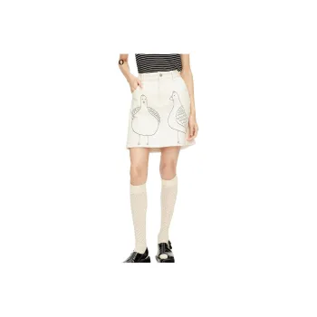 III VIVINIKO Denim Short Skirts Women's Raw White