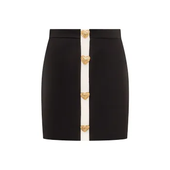 MOSCHINO Heart Buttons Stretch Mini Skirt