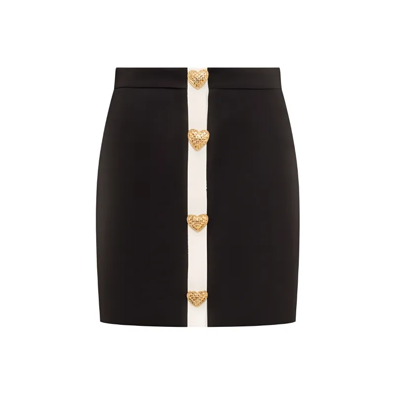 MOSCHINO Heart Buttons Stretch Mini Skirt-0