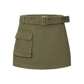 URBAN REVIVO Casual Short Skirts Women's Olive Green