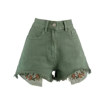 Concubine Zhu Denim Shorts Women's Green