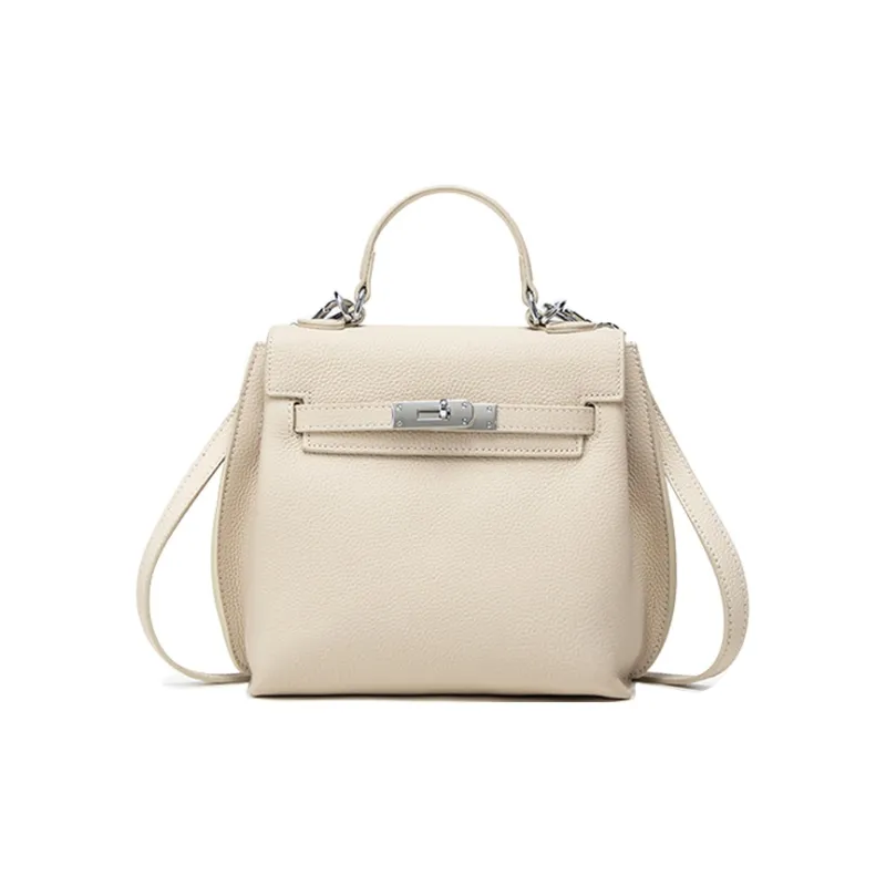 Bullrun Cow Leather Shoulder Bag, Crossbody Bag, Handbag Regular Women's Black/Elephant Grey/Milkshake White-2