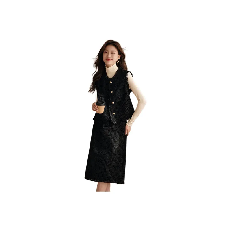 Mo Han Yi Mei Skirt Set Women's Black-0