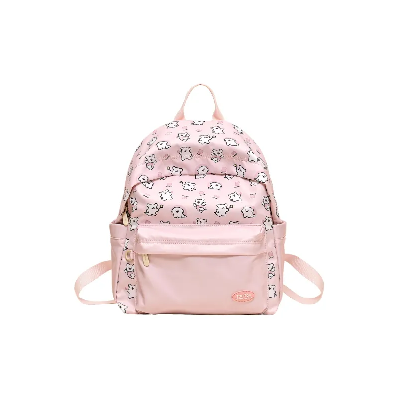 TOUTOU Maltese Collaboration Fabric Backpack Large Size Women's Cream Yellow/Sea Salt Blue-14