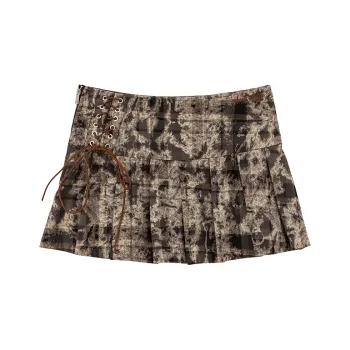 CHUU Casual Short Skirts Women's Coffee Plaid