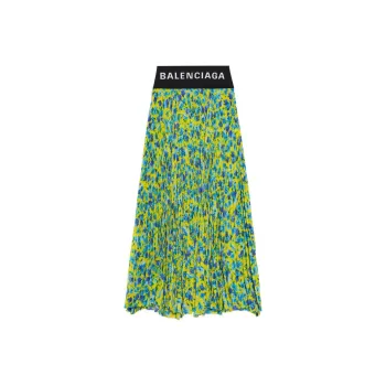 Balenciaga Logo Waistband Floral Print Skirt