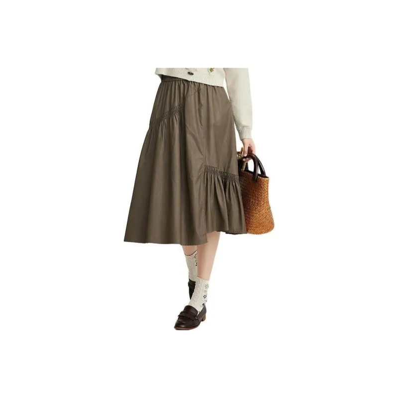 ZIHAN Casual Long Skirts Women's Coffee-0