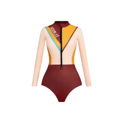SISII LEE One Piece Swimsuits Women's Pomelo Color Patchwork