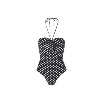 SAINT LAURENT Dotted Bustier Swimsuit