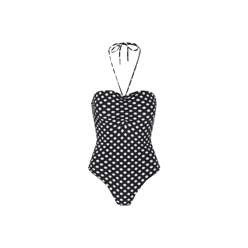 SAINT LAURENT Dotted Bustier Swimsuit-0
