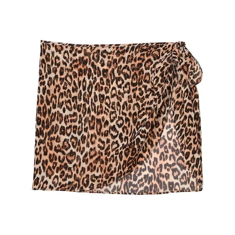 Victoria's Secret Shimmer Mini Sarong Coverup / Leopard Swim Dresses & Skirts Women's Leopard Print-0