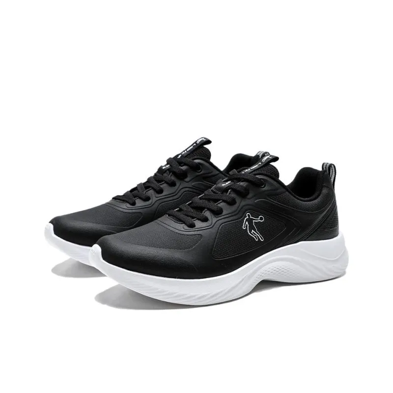 QIAODAN Anti Slip Wear Resistant Low Top Casual Running Shoes Men's Black White-2