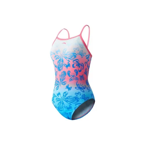 Anta One piece Swimsuit Women's Pure White/Butterfly Rose Pink/Light Butterfly Blue