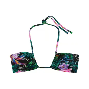 Victoria's Secret Mix & Match Multiway Halter Bikini Top / BT Bikini Women's Black Tropical