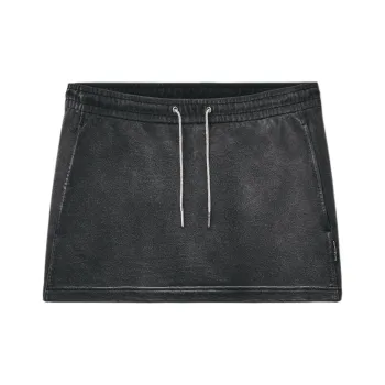 Alexander Wang Terry Mini Rhinestone Drawcord Skirt Washed Caviar